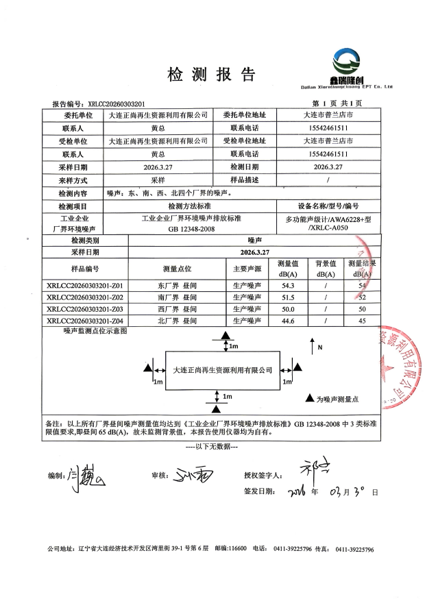 大连正尚再生资源利用有限公司噪声检测汇报(图2)